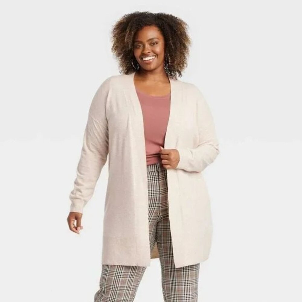 Women's Layering Cardigan - Ava & Viv Oatmeal 1X (18)